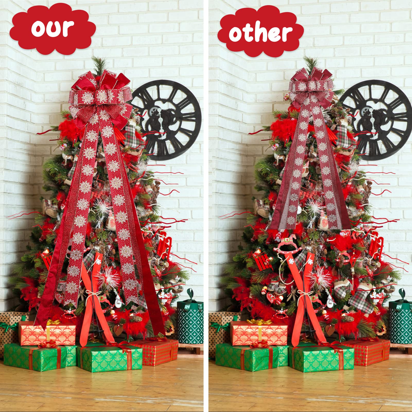 Amazon.co.jp: クリスマスツリートッパー リボン 44インチ x 13